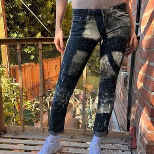 Marc by Marc Jacobs Vintage Jeans Black Denim Paint Splatter Distressed 25 Y2K